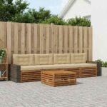 vidaXL Záhradná súprava gaučov s vankúšom 5 pcs Prírodná a béžová
