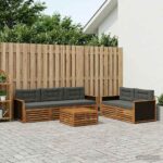 vidaXL Záhradná súprava gaučov 6 pcs Prírodná a antracitová