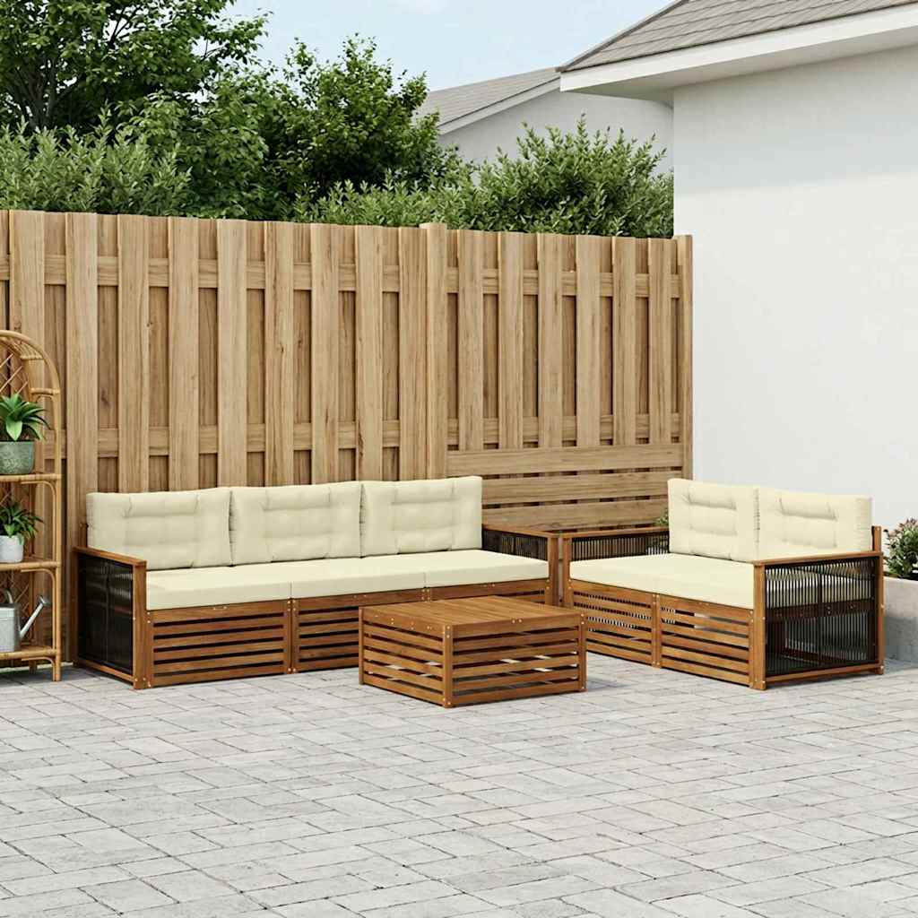 3383023_1.jpg vidaXL Záhradná súprava gaučov s vankúšom 6 pcs Prírodná a krémová – Obrázok 1