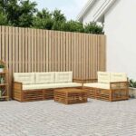vidaXL Záhradná súprava gaučov s vankúšom 6 pcs Prírodná a krémová