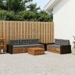 vidaXL Záhradná súprava gaučov 6 pcs Prírodná a antracitová