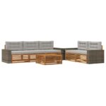 vidaXL Záhradná súprava gaučov 6 pcs Prírodná a svetlosivá – Obrázok 2