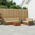 vidaXL Záhradná súprava gaučov 6 pcs Prírodná a béžová