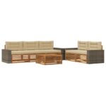 vidaXL Záhradná súprava gaučov 6 pcs Prírodná a béžová – Obrázok 2