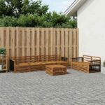 vidaXL Záhradná súprava gaučov 7 pcs Prírodná Pevné akáciové drevo
