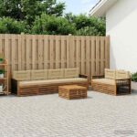 vidaXL Záhradná súprava gaučov s vankúšom 7 pcs Prírodná a béžová