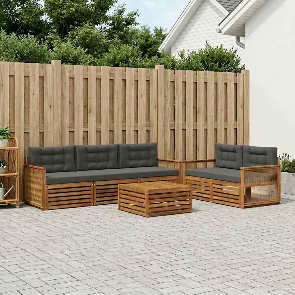 3383060_1.jpg vidaXL Záhradná súprava gaučov s vankúšom 7 pcs Prírodná a antracitová – Obrázok 1
