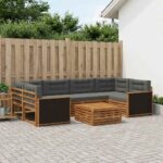 vidaXL Záhradná súprava gaučov 7 pcs Prírodná a antracitová Polyester