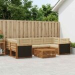 vidaXL Záhradná súprava gaučov 7 pcs Prírodná a béžová Polyester
