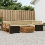 vidaXL Záhradná súprava gaučov 7 pcs Prírodná a béžová Polyester