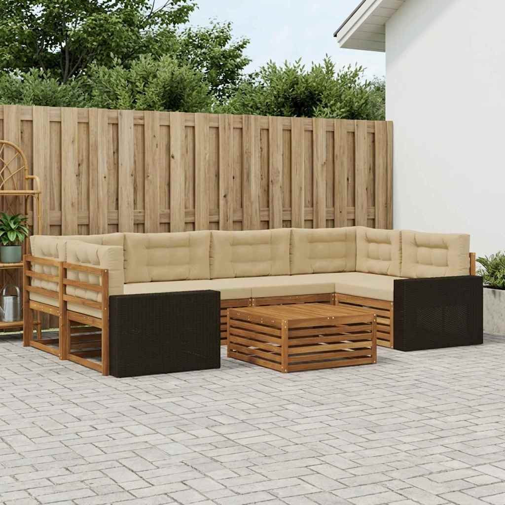 3383096_1.jpg vidaXL Záhradná súprava gaučov 7 pcs Prírodná a béžová Polyester – Obrázok 1