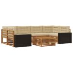 vidaXL Záhradná súprava gaučov 7 pcs Prírodná a béžová Polyester – Obrázok 2