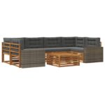 vidaXL Záhradná súprava gaučov 7 pcs Prírodná a antracitová Polyester – Obrázok 2
