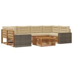 vidaXL Záhradná súprava gaučov 7 pcs Prírodná a béžová Polyester – Obrázok 2