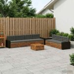 vidaXL Záhradná súprava gaučov 8 pcs Prírodná a antracitová