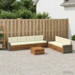 vidaXL Záhradná súprava gaučov 8 pcs Prírodná a krémová