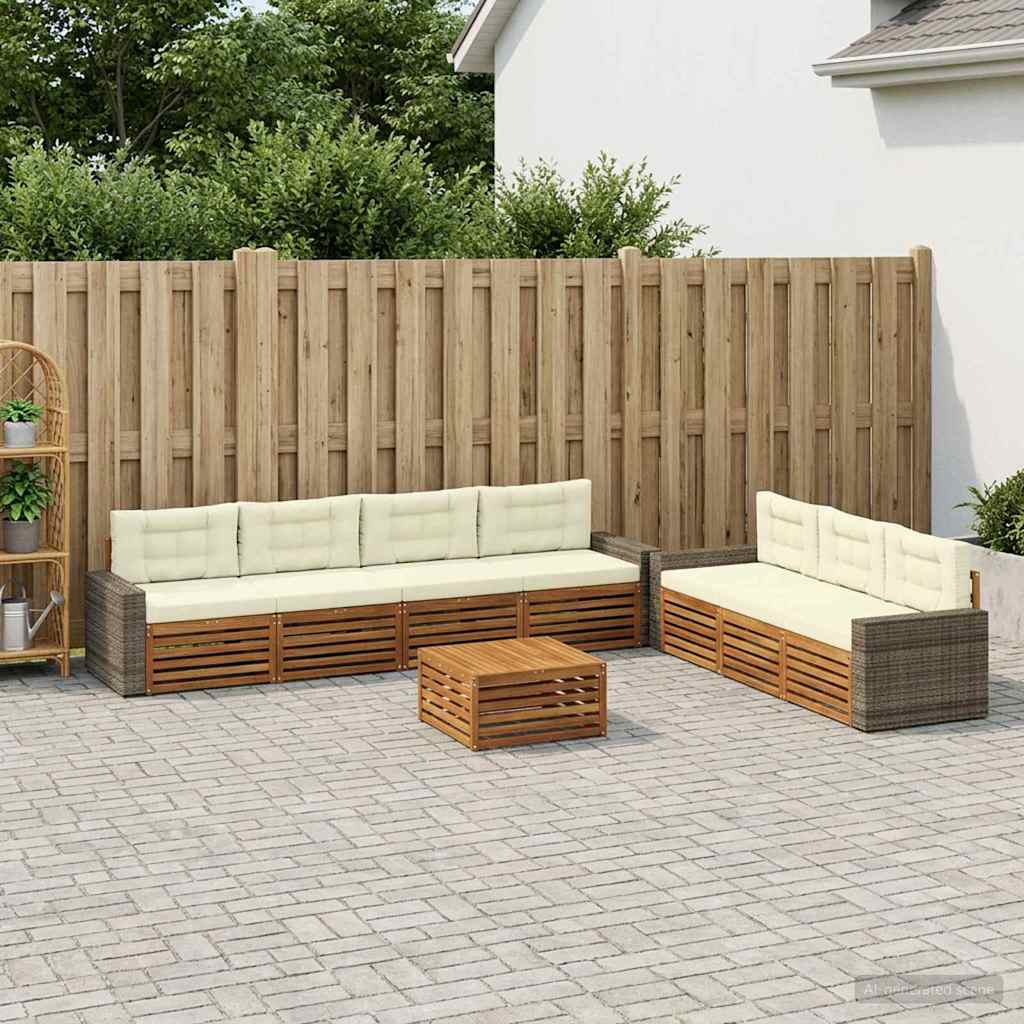 3383128_1.jpg vidaXL Záhradná súprava gaučov 8 pcs Prírodná a krémová – Obrázok 1