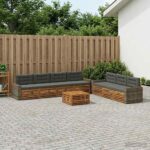 vidaXL Záhradná súprava gaučov 8 pcs Prírodná a antracitová