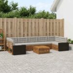 vidaXL Záhradná súprava gaučov 8 pcs Prírodná a svetlosivá