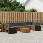 vidaXL Záhradná súprava gaučov 8 pcs Prírodná a antracitová