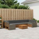 vidaXL Záhradná súprava gaučov 8 pcs Prírodná a antracitová