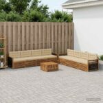 vidaXL Záhradná súprava gaučov s vankúšom 9 pcs Prírodná a béžová