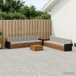 vidaXL Záhradná súprava gaučov 9 pcs Prírodná a svetlosivá Polyester