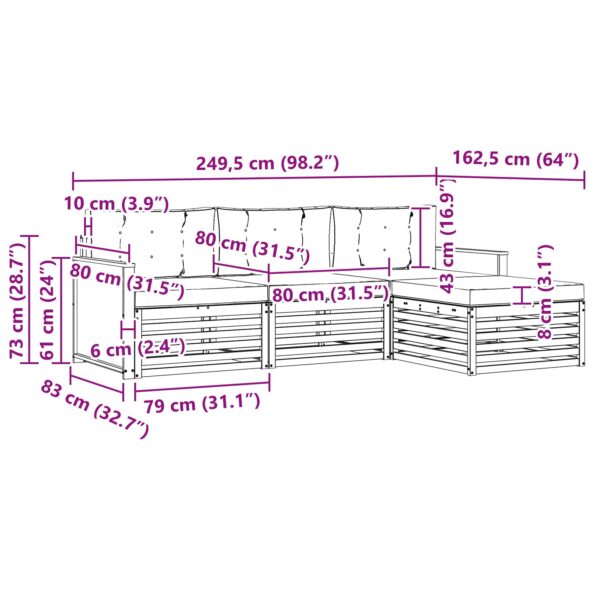 vidaXL Záhradná súprava gaučov 4 pcs Prírodná a krémová Polyester – Obrázok 6