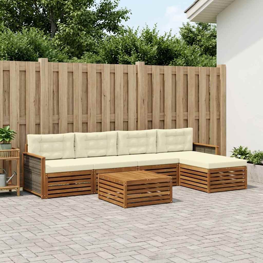 3383258_1.jpg vidaXL Záhradná súprava gaučov s vankúšom 6 pcs Prírodná a krémová – Obrázok 1