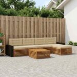 vidaXL Záhradná súprava gaučov 6 pcs Prírodná a béžová 79 x 79 x 37 cm