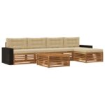 vidaXL Záhradná súprava gaučov 6 pcs Prírodná a béžová 79 x 79 x 37 cm – Obrázok 2