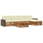 vidaXL Záhradná súprava gaučov 6 pcs Prírodná a krémová – Obrázok 2