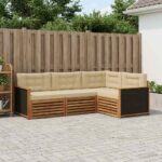 vidaXL Záhradná súprava gaučov 4 pcs Prírodná a béžová