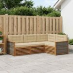 vidaXL Záhradná súprava gaučov s vankúšom 4 pcs Prírodná a béžová