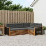 vidaXL Záhradná súprava gaučov s vankúšom 4 pcs Prírodná a antracitová