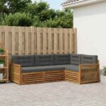vidaXL Záhradná súprava gaučov s vankúšom 4 pcs Prírodná a antracitová