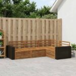 vidaXL Záhradná súprava gaučov 4 pcs Prírodná 255,5 x 176,5 x 73 cm
