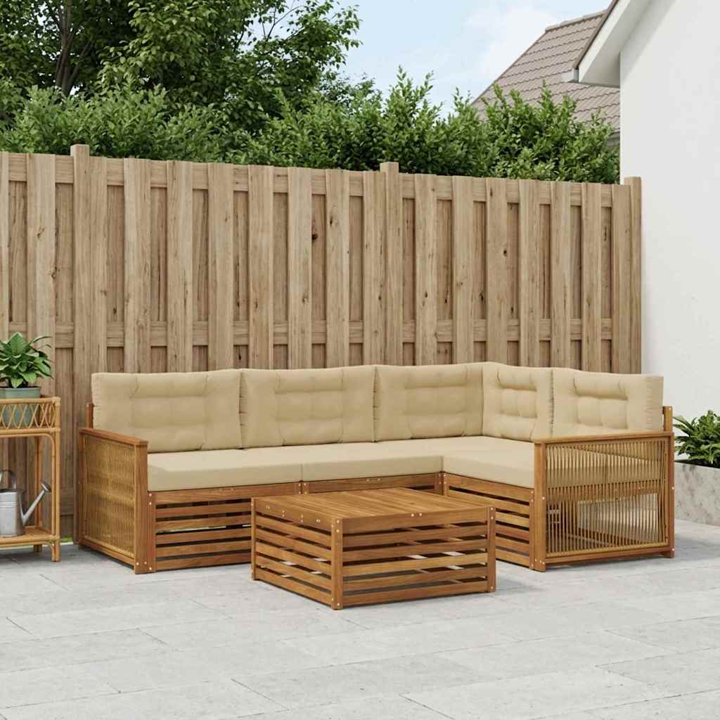 3383331_1.jpg vidaXL Záhradná súprava gaučov s vankúšom 5 pcs Prírodná a béžová – Obrázok 1