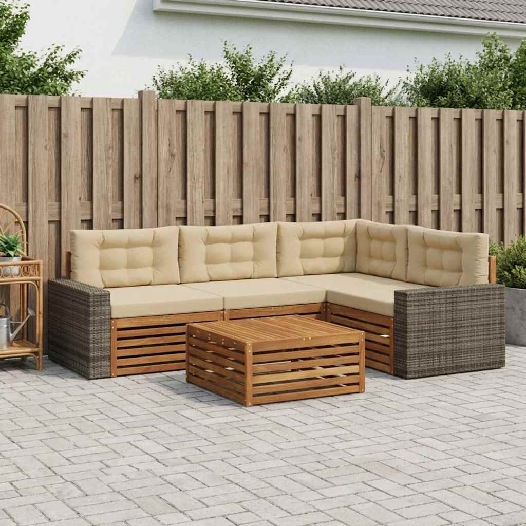 3383341_1.jpg vidaXL Záhradná súprava gaučov 5 pcs Prírodná a béžová 79 x 79 x 37 cm – Obrázok 1