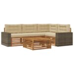 vidaXL Záhradná súprava gaučov 5 pcs Prírodná a béžová 79 x 79 x 37 cm – Obrázok 2