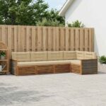 vidaXL Záhradná súprava gaučov s vankúšom 5 pcs Prírodná a béžová