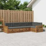 vidaXL Záhradná súprava gaučov s vankúšom 5 pcs Prírodná a antracitová
