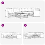 vidaXL Záhradná súprava gaučov s vankúšom 6 pcs Prírodná a béžová – Obrázok 6