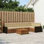 vidaXL Záhradná súprava gaučov 6 pcs Prírodná a béžová 79 x 79 x 37 cm
