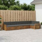 vidaXL Záhradná súprava gaučov s vankúšom 6 pcs Prírodná a antracitová