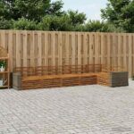 vidaXL Záhradná súprava gaučov 6 pcs Prírodná 402 x 172,5 x 73 cm