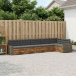 vidaXL Záhradná súprava gaučov 6 pcs Prírodná a antracitová