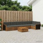 vidaXL Záhradná súprava gaučov 7 pcs Prírodná a antracitová
