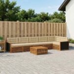 vidaXL Záhradná súprava gaučov 7 pcs Prírodná a béžová 79 x 79 x 37 cm
