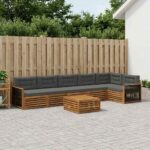 vidaXL Záhradná súprava gaučov s vankúšom 7 pcs Prírodná a antracitová